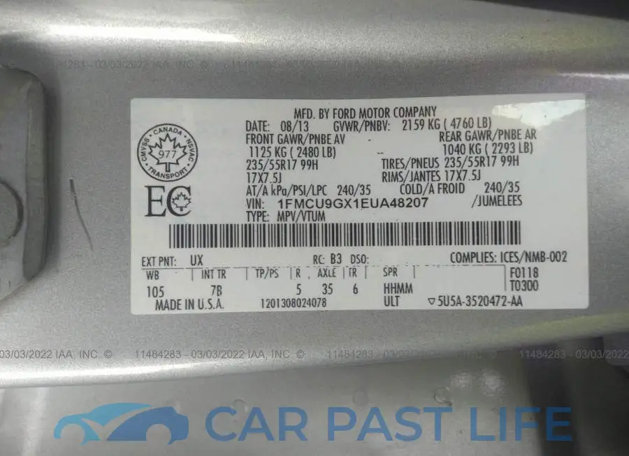 1FMCU9GX1EUA48207# 9