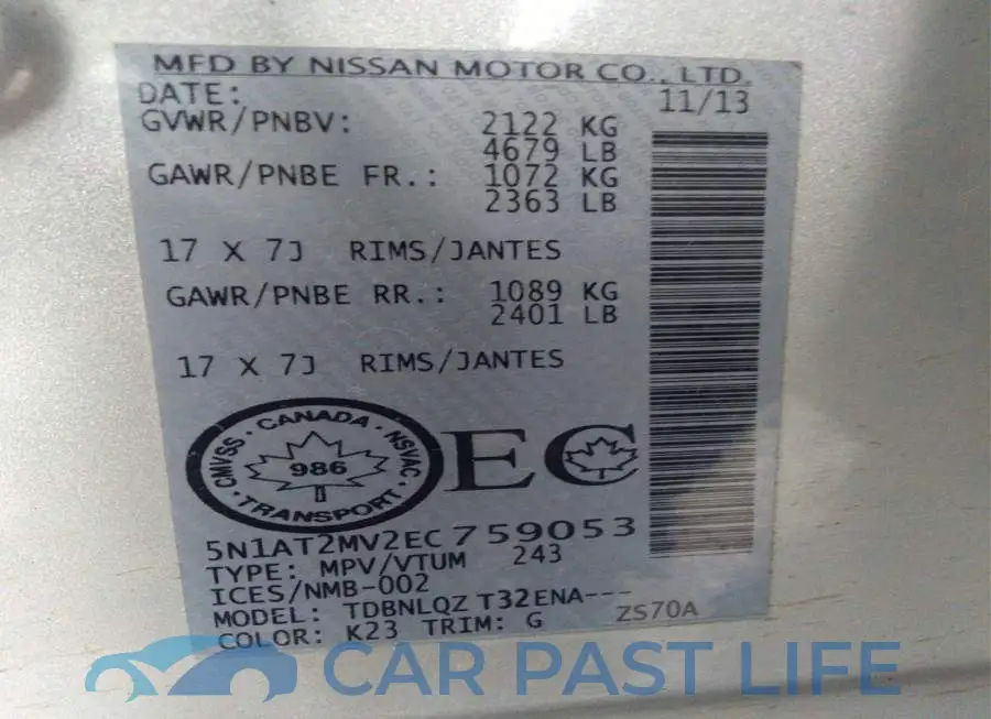 5N1AT2MV2EC759053# 9