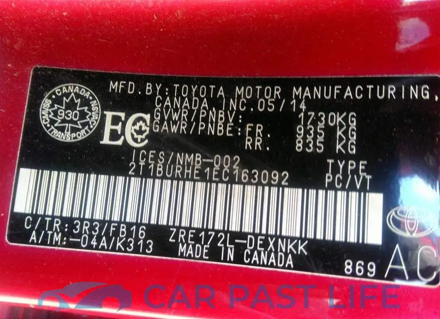 2T1BURHE1EC163092# 9