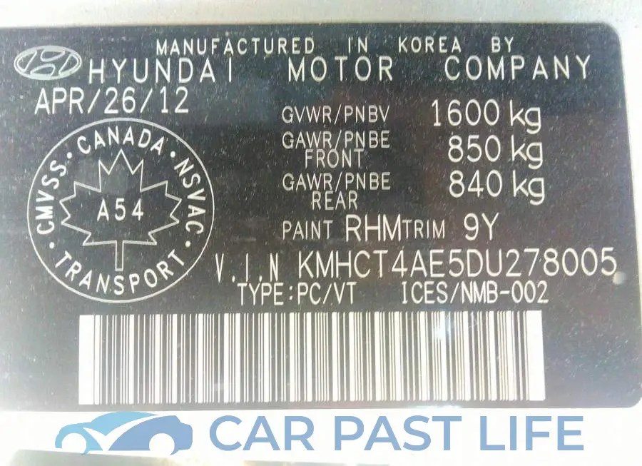 KMHCT4AE5DU278005# 9