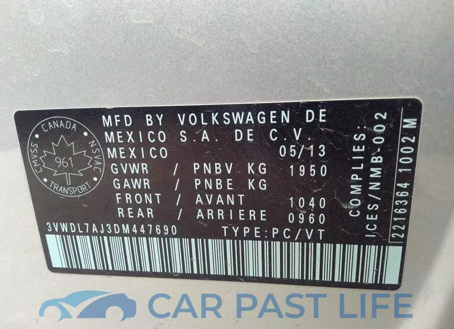 3VWDL7AJ3DM447690# 9
