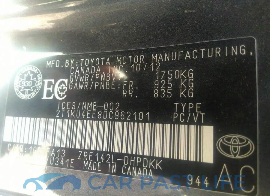 2T1KU4EE8DC962101# 9