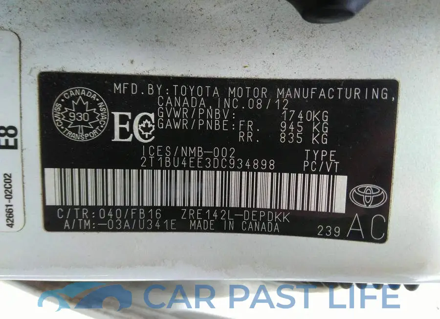 2T1BU4EE3DC934898# 9