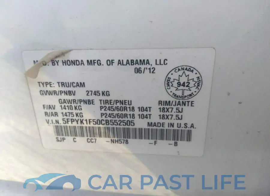 5FPYK1F50CB552505# 9