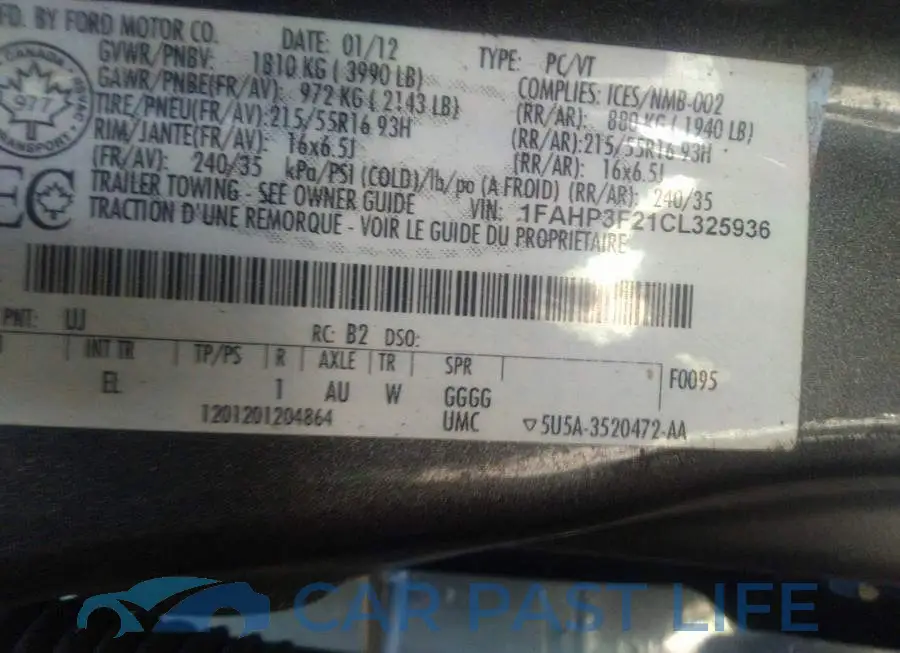 1FAHP3F21CL325936# 9