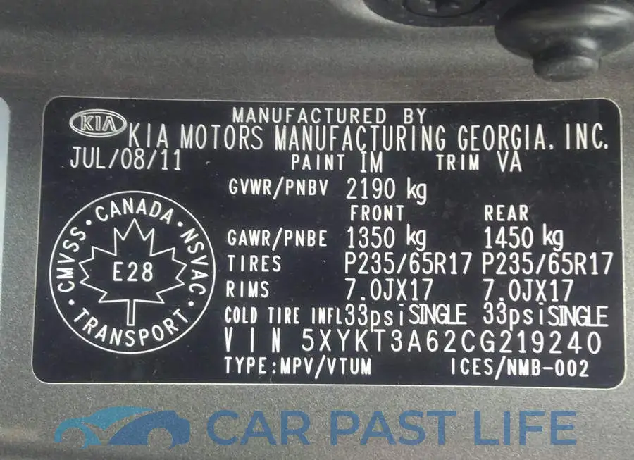 5XYKT3A62CG219240# 9