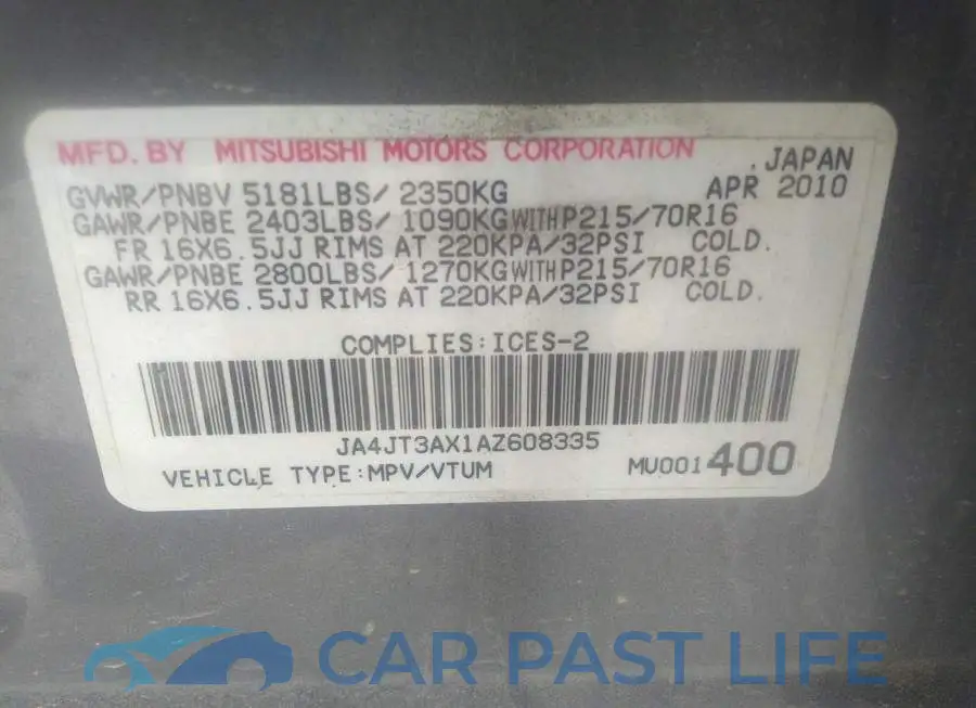 JA4JT3AX1AZ608335# 9
