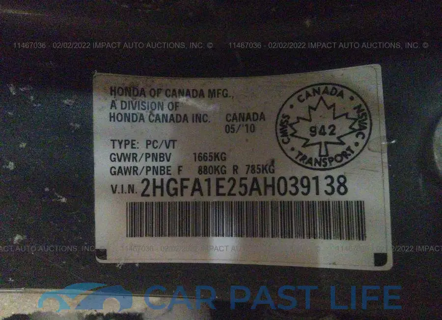 2HGFA1E25AH039138# 9