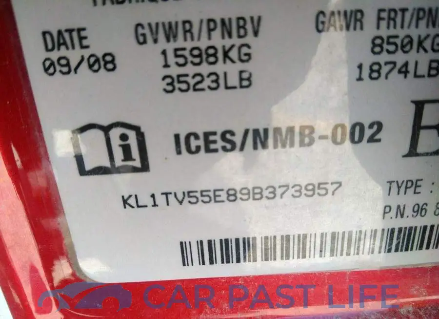 KL1TV55E89B373957# 9