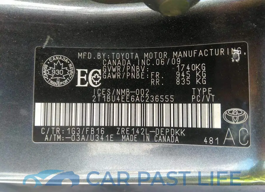 2T1BU4EE6AC236555# 9