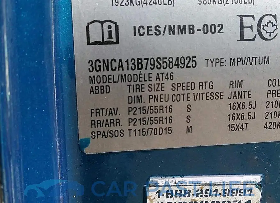 3GNCA13B79S584925# 9