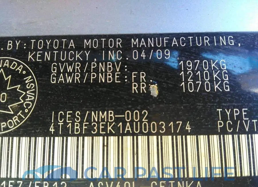4T1BF3EK1AU003174# 9