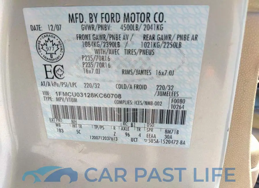 1FMCU03128KC60708# 9