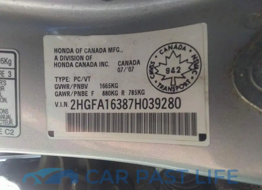 2HGFA16387H039280# 9
