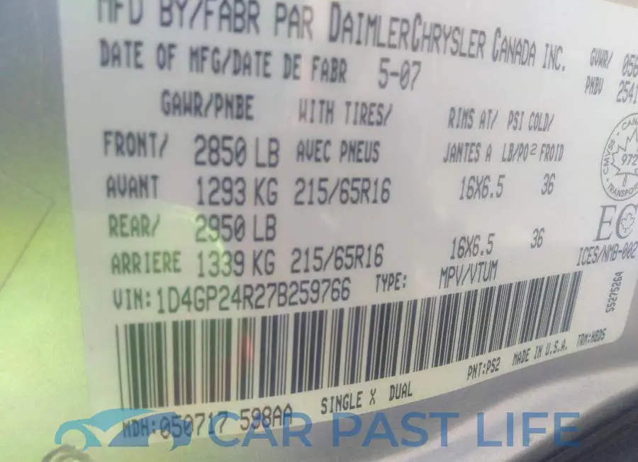 1D4GP24R27B259766# 9