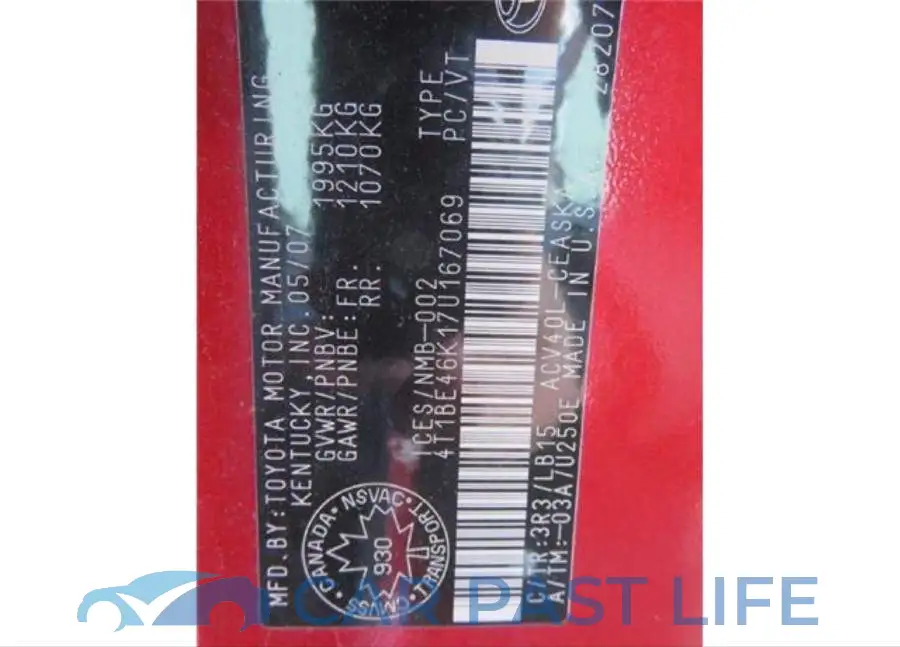 4T1BE46K17U167069# 12