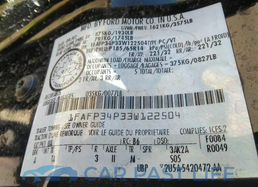 1FAFP34P33W122504# 9