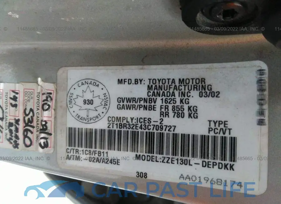 2T1BR32E43C709727# 9