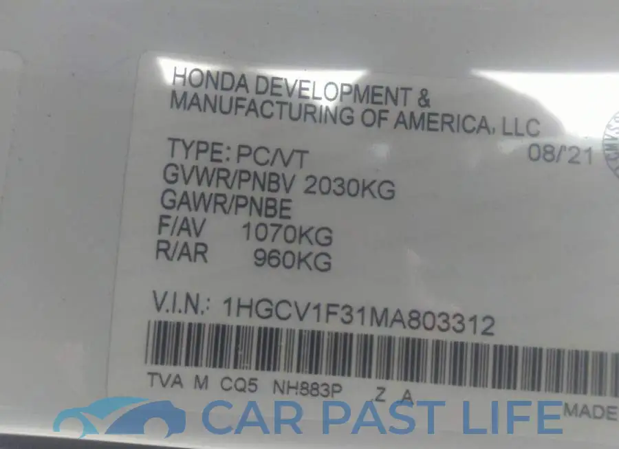 1HGCV1F31MA803312# 9
