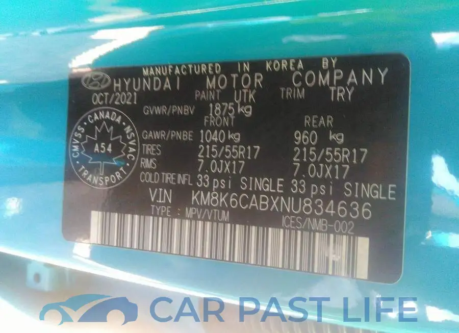 KM8K6CABXNU834636# 9