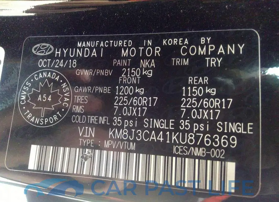 KM8J3CA41KU876369# 9