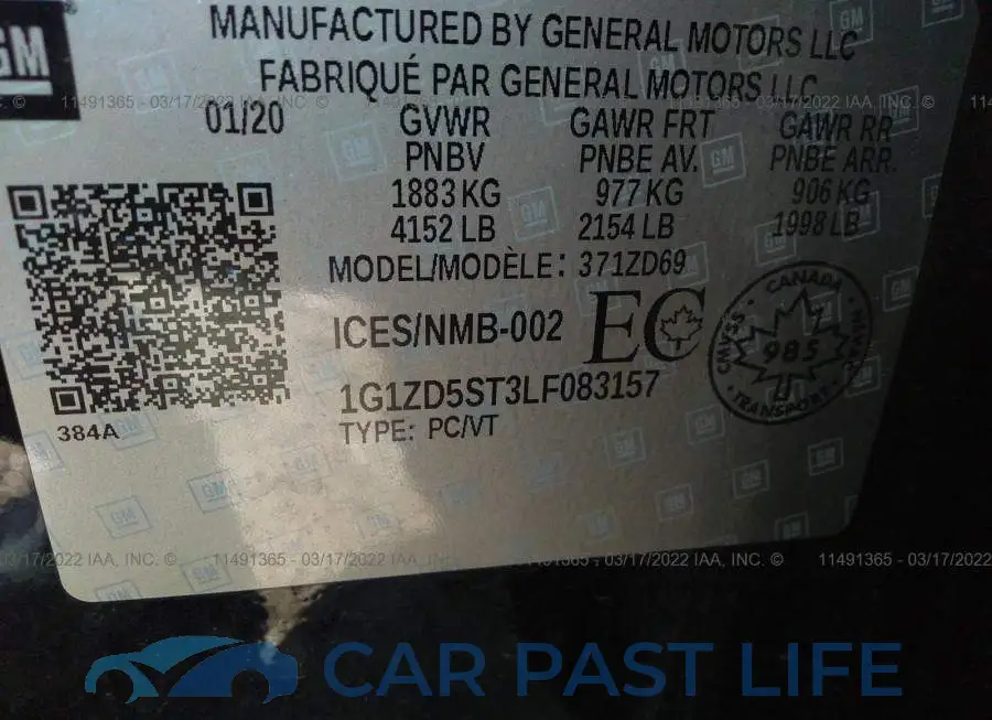1G1ZD5ST3LF083157# 9