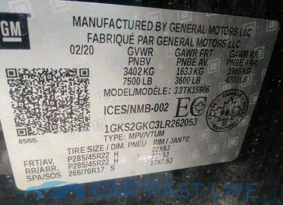1GKS2GKC3LR262053# 9