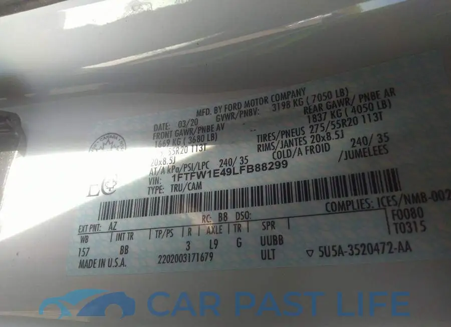 1FTFW1E49LFB88299# 9