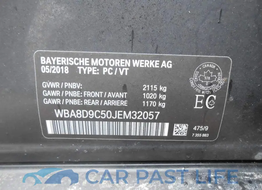WBA8D9C50JEM32057# 9