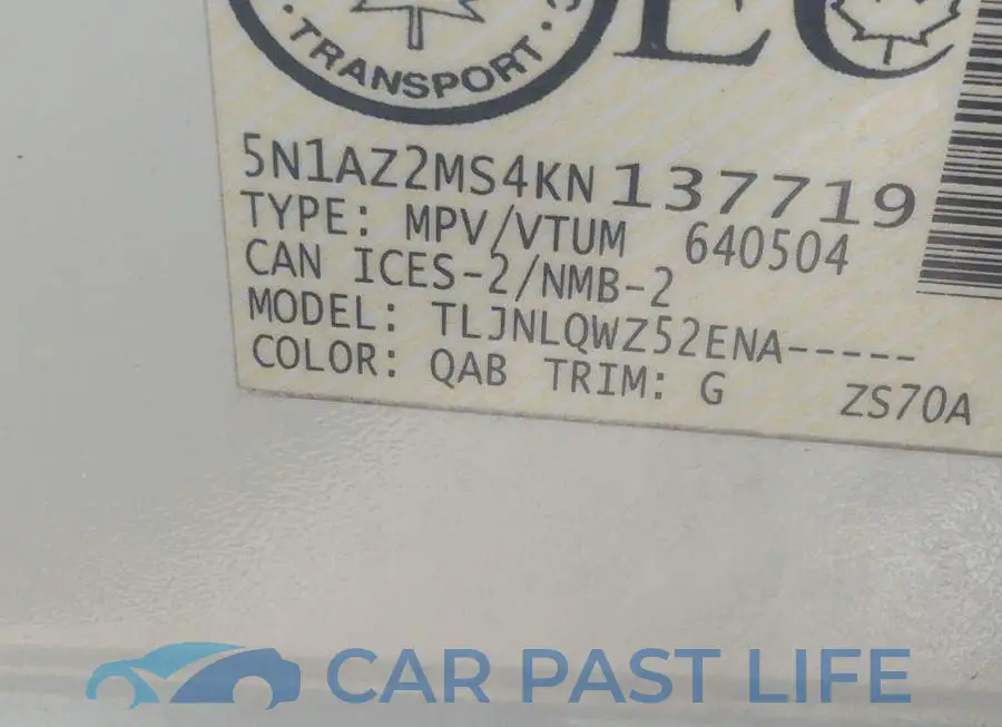 5N1AZ2MS4KN137719# 9