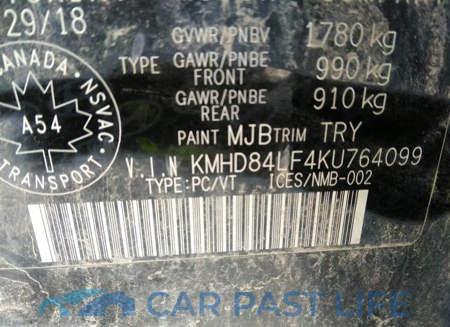 KMHD84LF4KU764099# 9