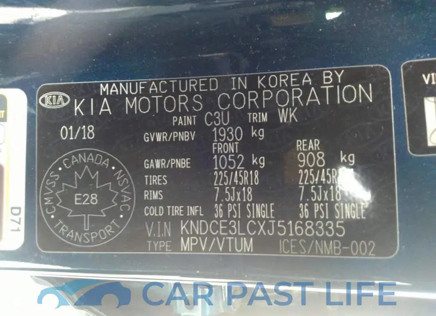 KNDCE3LCXJ5168335# 9