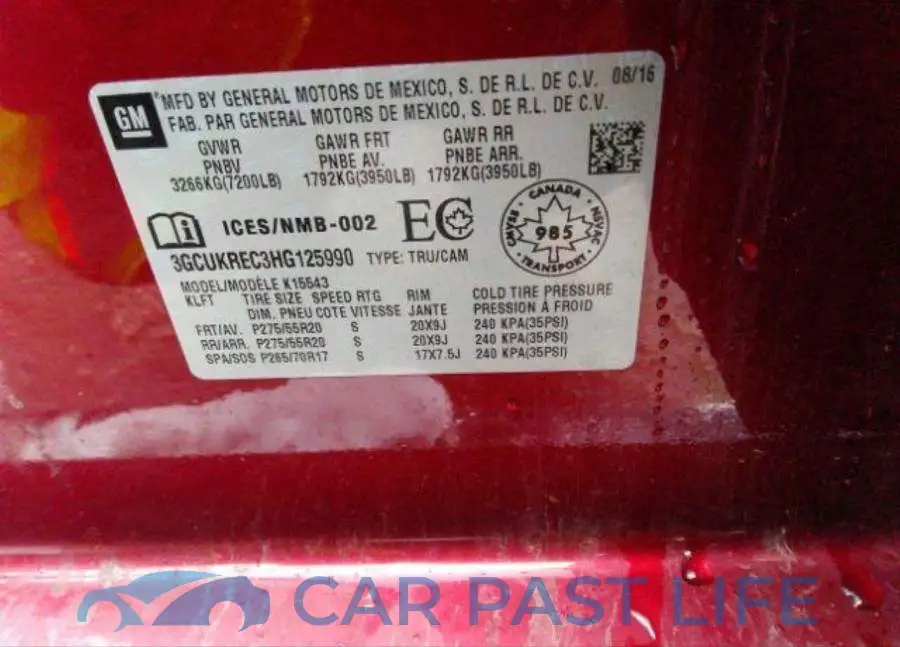 3GCUKREC3HG125990# 10