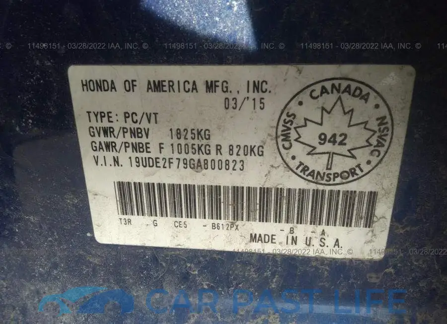 19UDE2F79GA800823# 9
