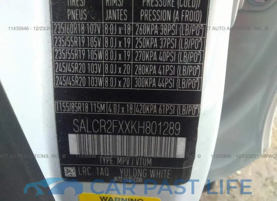 SALCR2FXXKH801289# 9