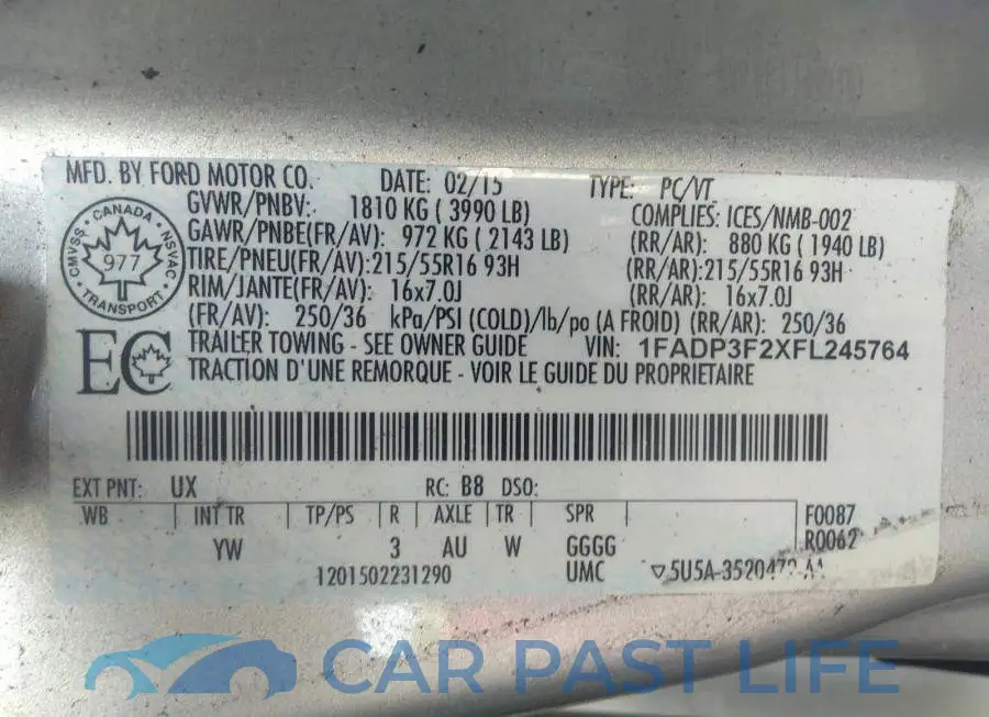 1FADP3F2XFL245764# 9