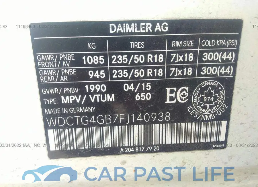 WDCTG4GB7FJ140938# 9