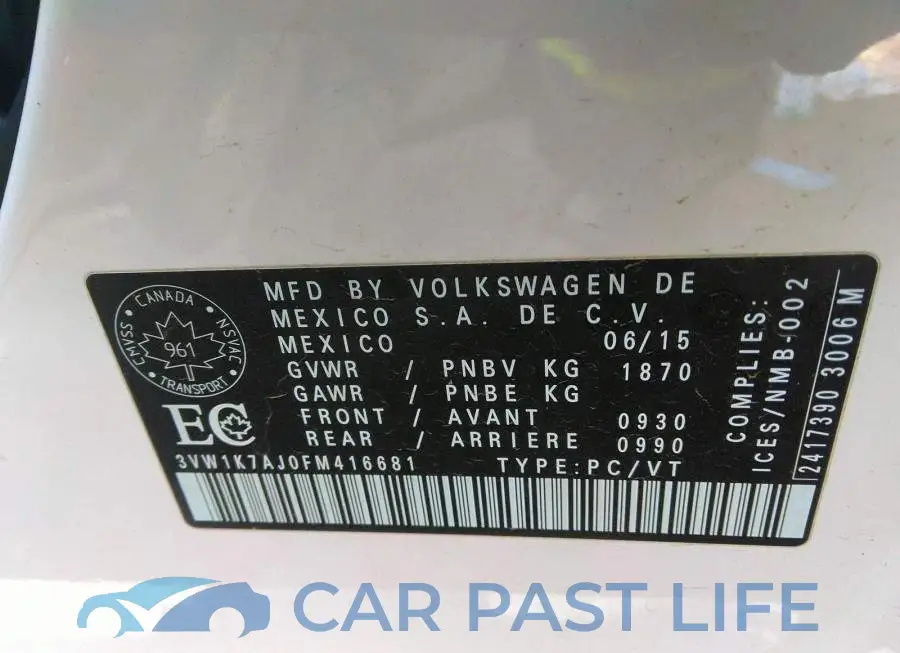 3VW1K7AJ0FM416681# 9