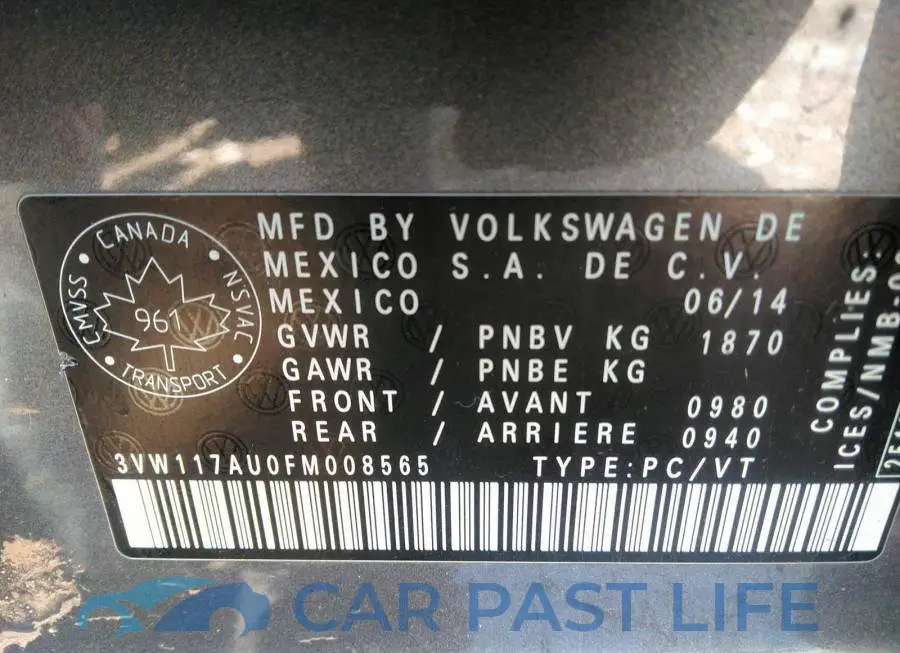 3VW117AU0FM008565# 9