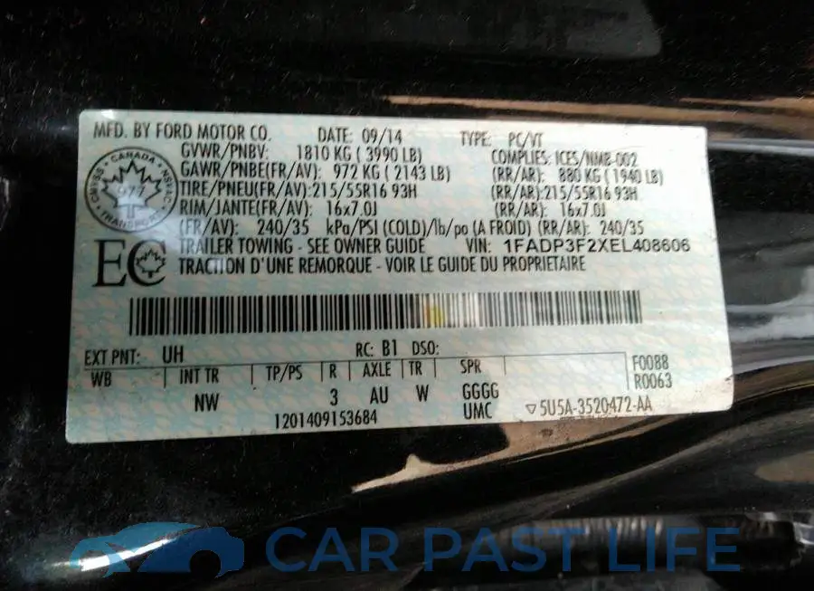 1FADP3F2XEL408606# 9