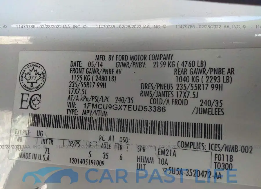 1FMCU9GX7EUD53386# 9