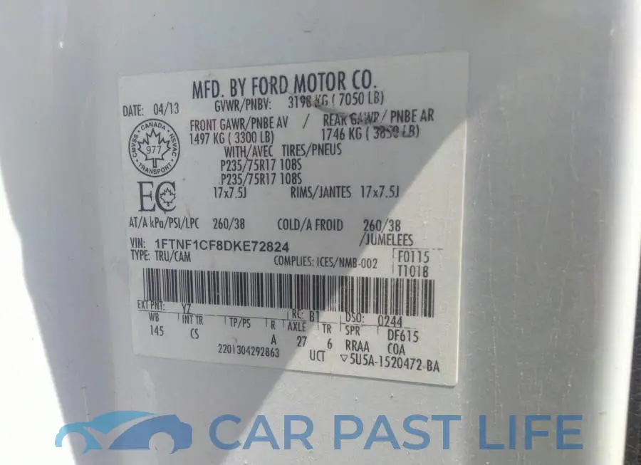 1FTNF1CF8DKE72824# 9