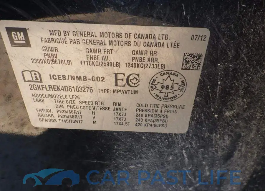 2GKFLREK4D6103276# 9
