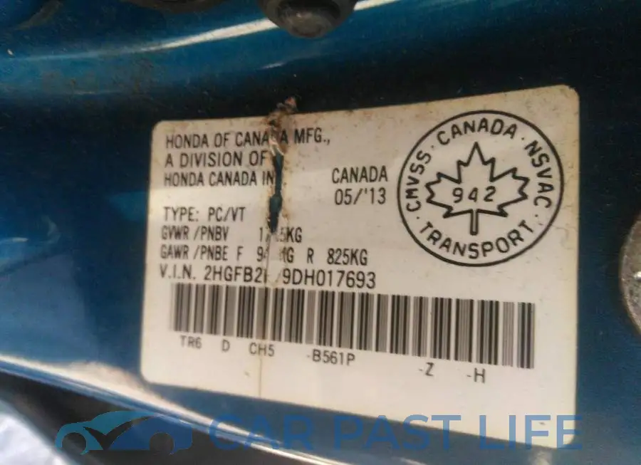 2HGFB2F79DH017693# 9