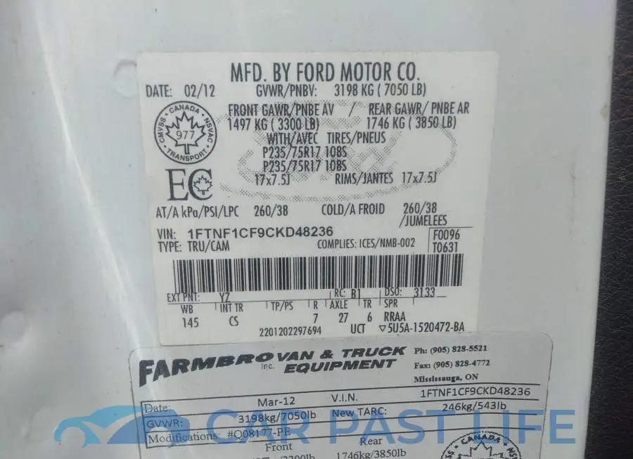 1FTNF1CF9CKD48236# 9