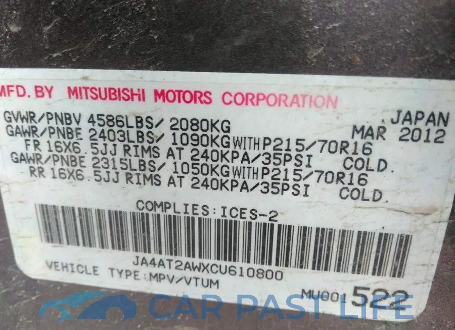 JA4AT2AWXCU610800# 9