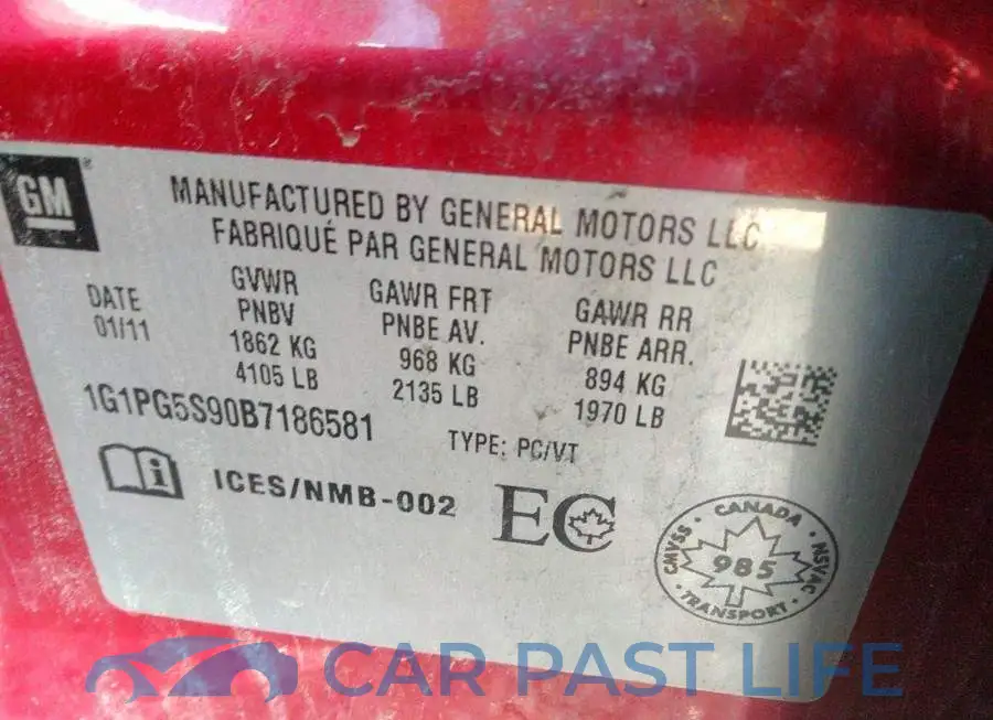 1G1PG5S90B7186581# 9