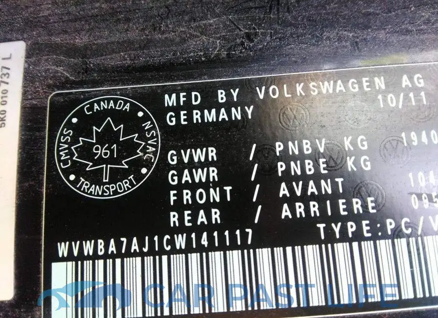 WVWBA7AJ1CW141117# 9