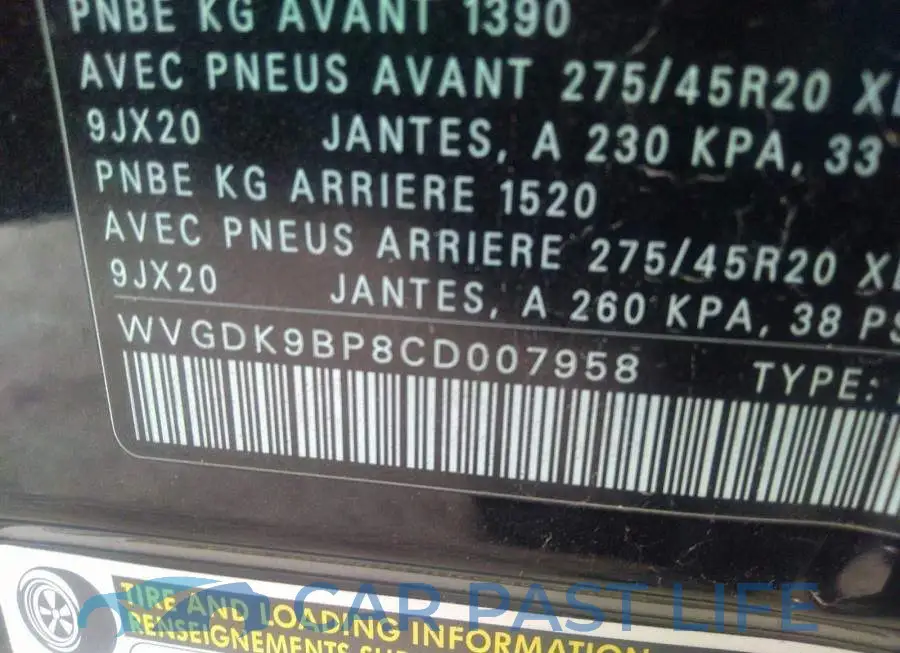 WVGDK9BP8CD007958# 9