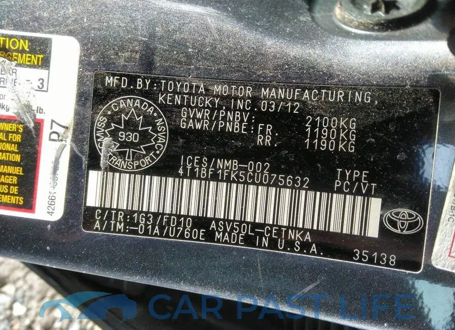 4T1BF1FK5CU075632# 9